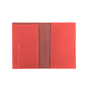 Passport Cover - Salmon Leather Front Angle in Color 'Salmon Leather'