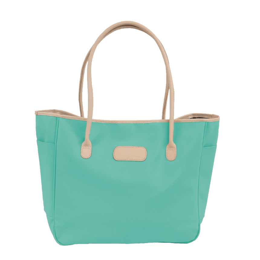 Tyler Tote - Mint Coated Canvas Front Angle in Color 'Mint Coated Canvas'