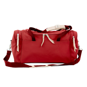 Small Square Duffel - Red Coated Canvas Front Angle in Color 'Red Coated Canvas'