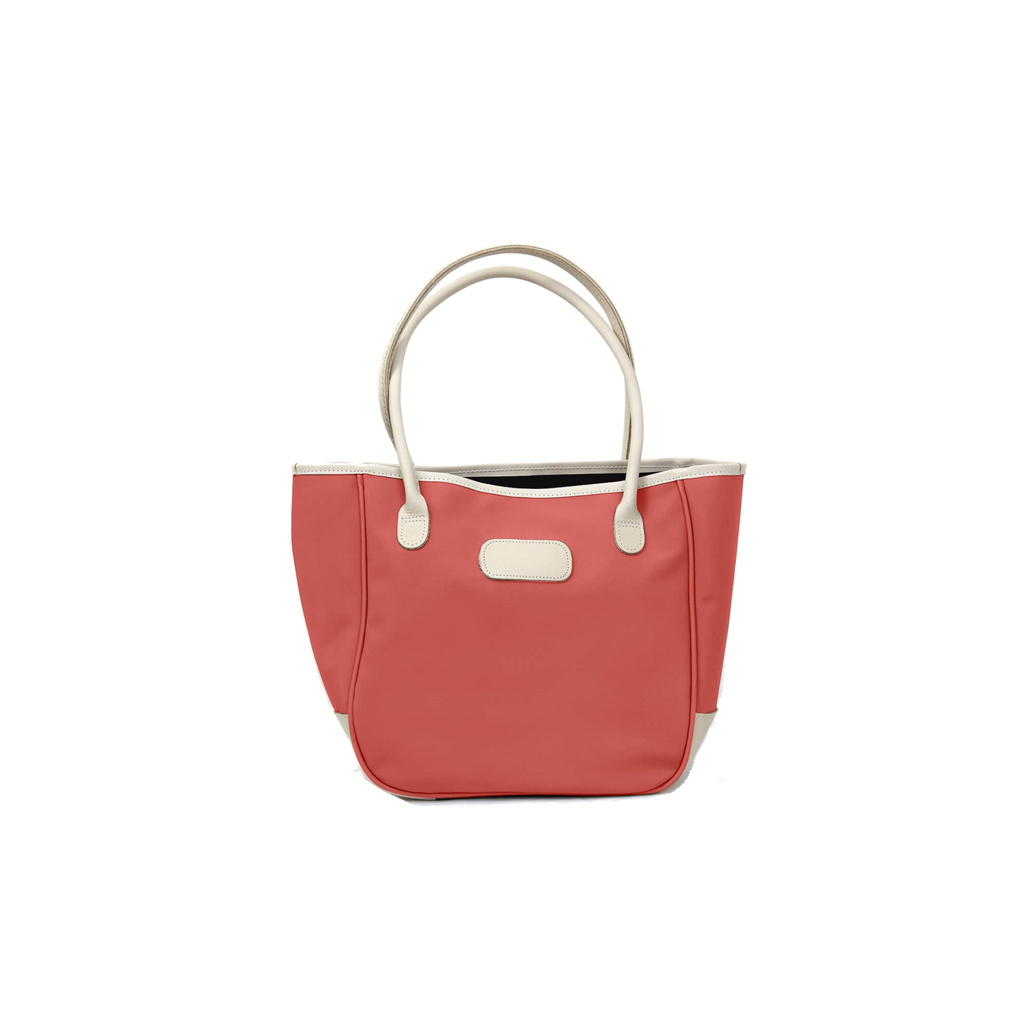 Medium Holiday Tote - Coral Coated Canvas Front Angle in Color 'Coral Coated Canvas'