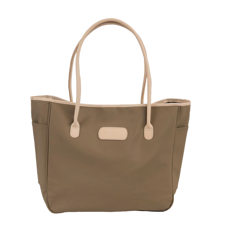Tyler Tote - Saddle Coated Canvas Front Angle in Color 'Saddle Coated Canvas'