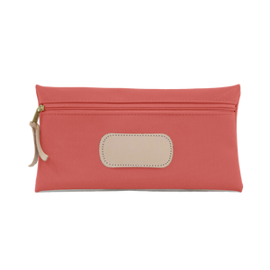 Large Pouch - Coral Coated Canvas Front Angle in Color 'Coral Coated Canvas'