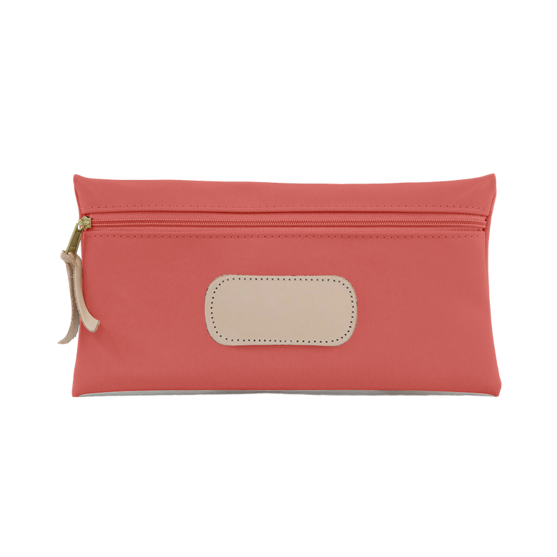 Large Pouch - Coral Coated Canvas Front Angle in Color 'Coral Coated Canvas'