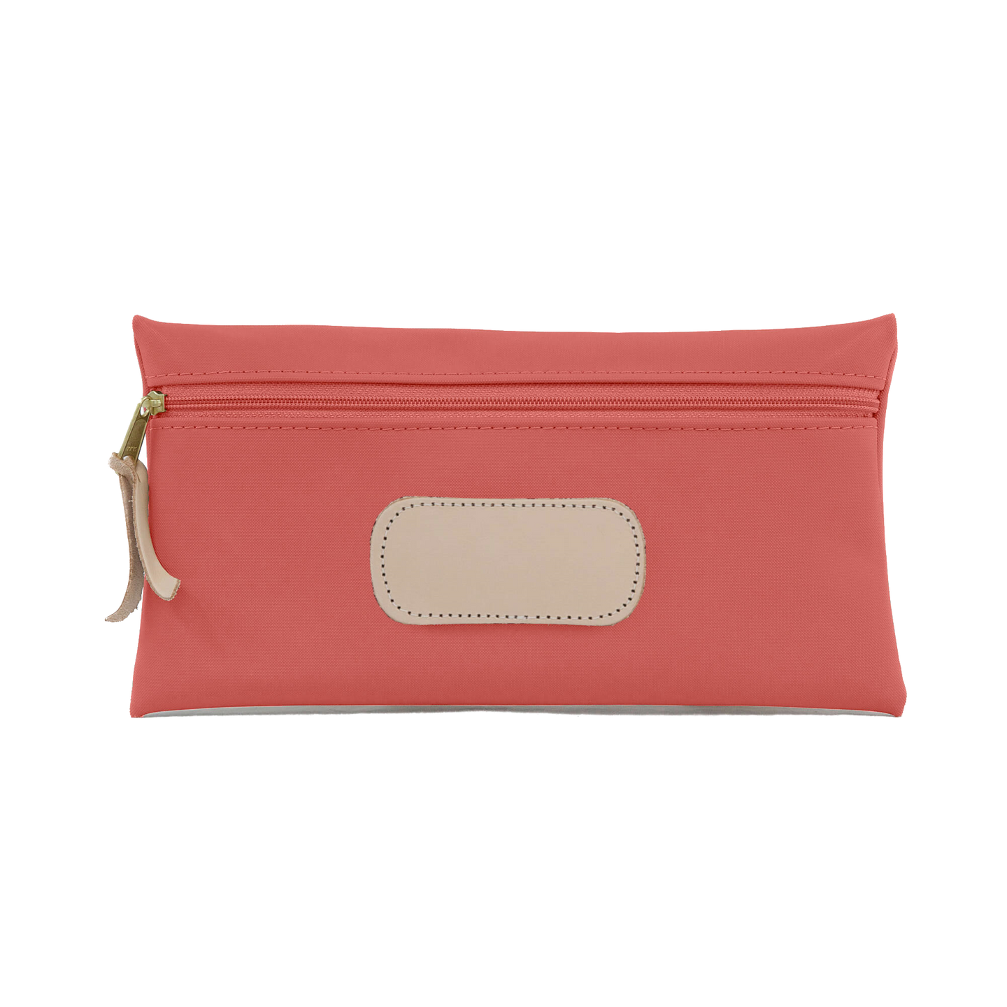 Large Pouch - Coral Coated Canvas Front Angle in Color 'Coral Coated Canvas'