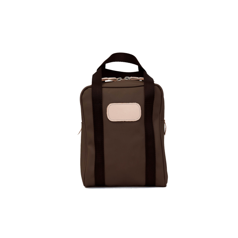 Shag Bag - Espresso Coated Canvas Front Angle in Color 'Espresso Coated Canvas'