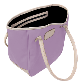 Medium Holiday Tote - Lilac Coated Canvas Front Angle in Color 'Lilac Coated Canvas'