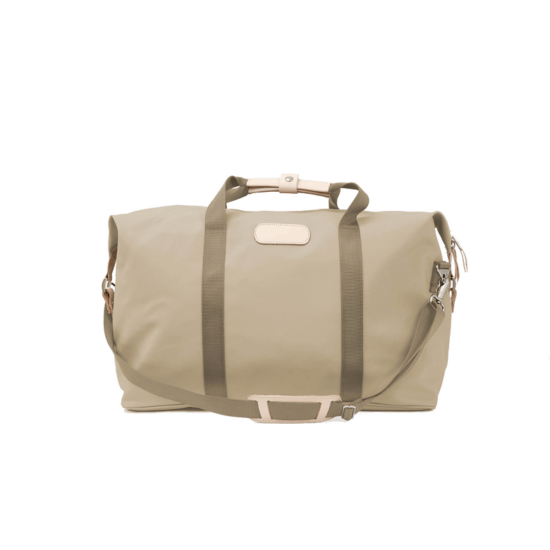 Weekender - Tan Coated Canvas Front Angle in Color 'Tan Coated Canvas'