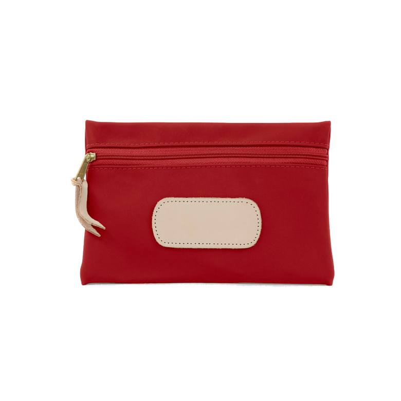 Pouch - Red Coated Canvas Front Angle in Color 'Red Coated Canvas'