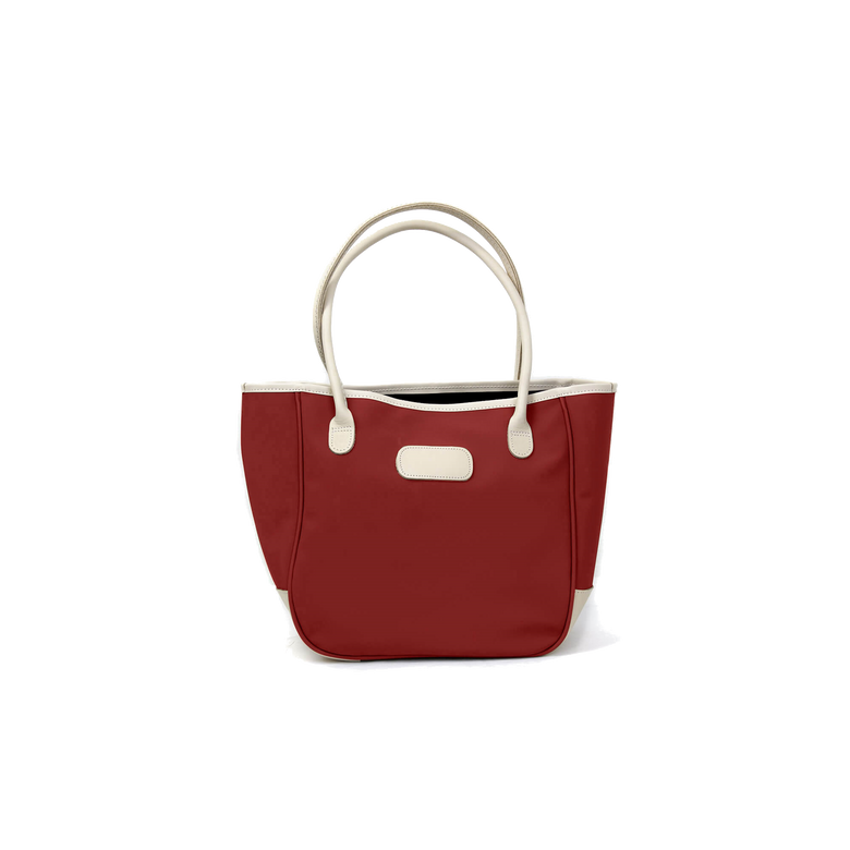 Medium Holiday Tote - Red Coated Canvas Front Angle in Color 'Red Coated Canvas'