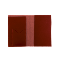 Load image into Gallery viewer, Passport Cover - Wine Leather Front Angle in Color &#39;Wine Leather&#39;

