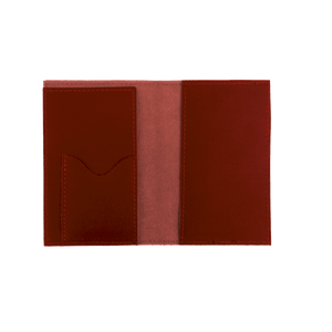 Passport Cover - Wine Leather Front Angle in Color 'Wine Leather'