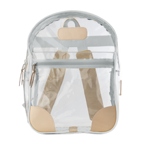 Load image into Gallery viewer, Clear Backpack - Black Front Angle in Color &#39;White Webbing&#39;
