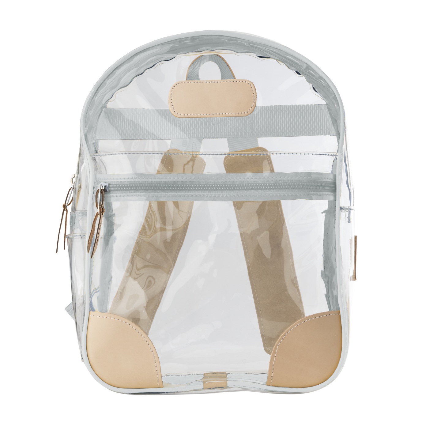 Clear Backpack - Black Front Angle in Color 'White Webbing'