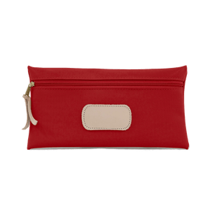 Large Pouch - Red Coated Canvas Front Angle in Color 'Red Coated Canvas'