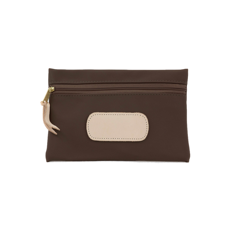 Pouch - Espresso Coated Canvas Front Angle in Color 'Espresso Coated Canvas'
