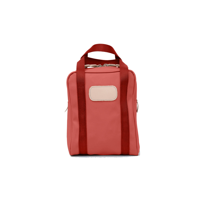 Shag Bag - Coral Coated Canvas Front Angle in Color 'Coral Coated Canvas'