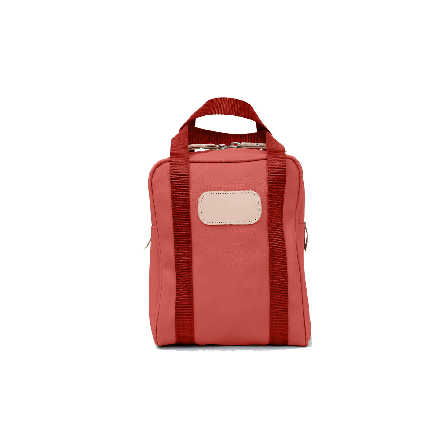 Shag Bag - Coral Coated Canvas Front Angle in Color 'Coral Coated Canvas'