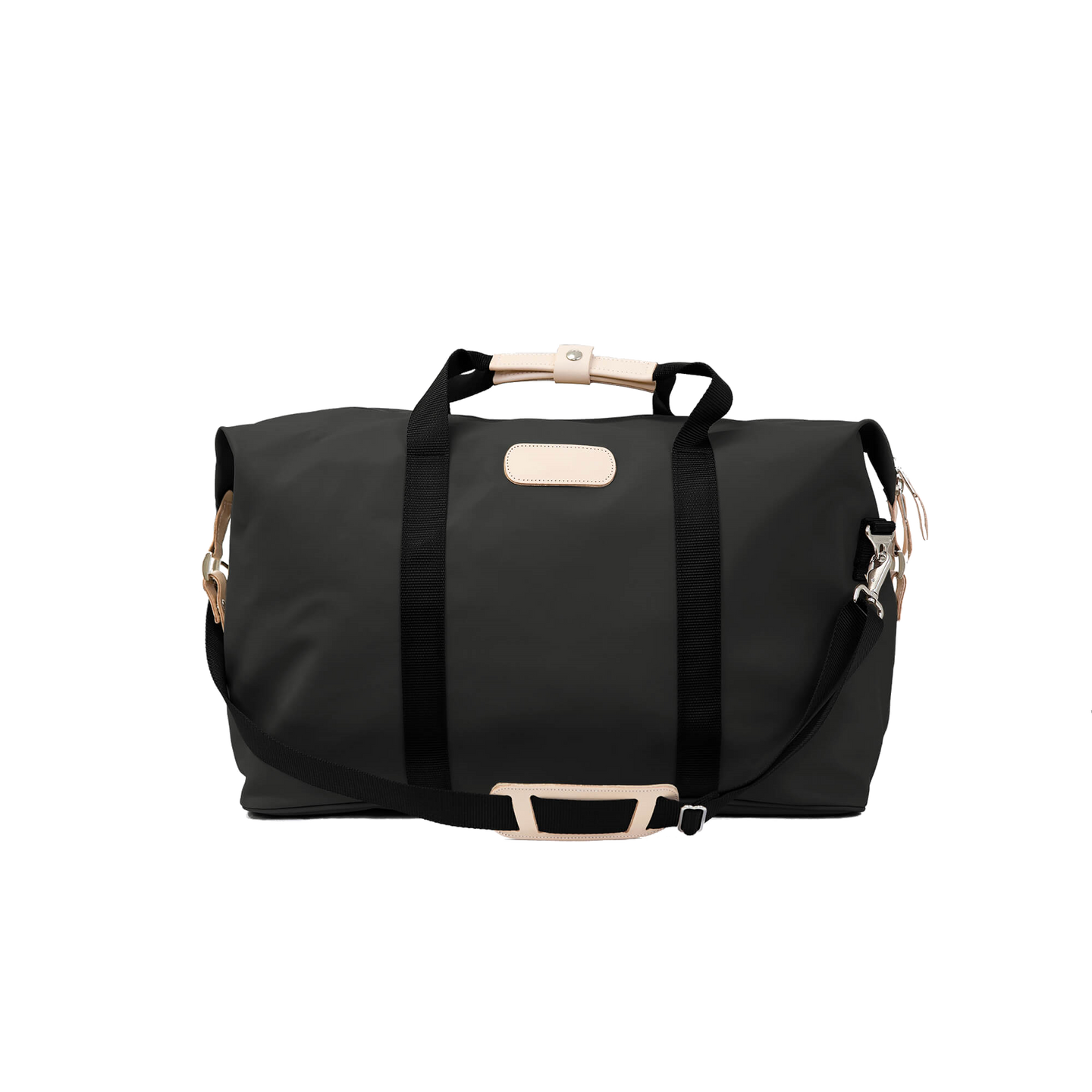 Weekender - Black Coated Canvas Front Angle in Color 'Black Coated Canvas'