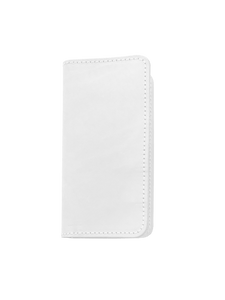 Wood Wallet - White Leather Front Angle in Color 'White Leather'