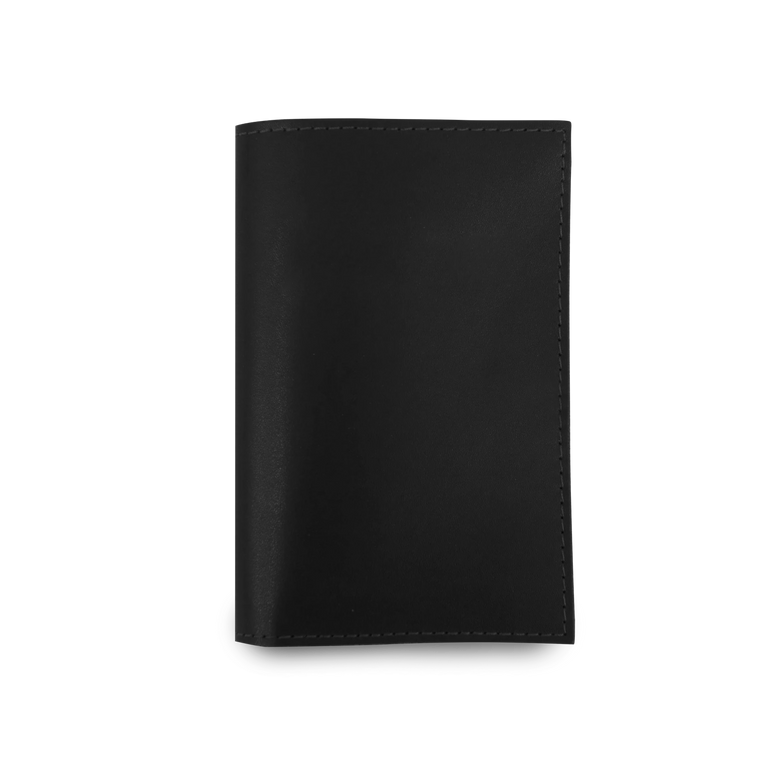 Passport Cover - Black Leather Front Angle in Color 'Black Leather'