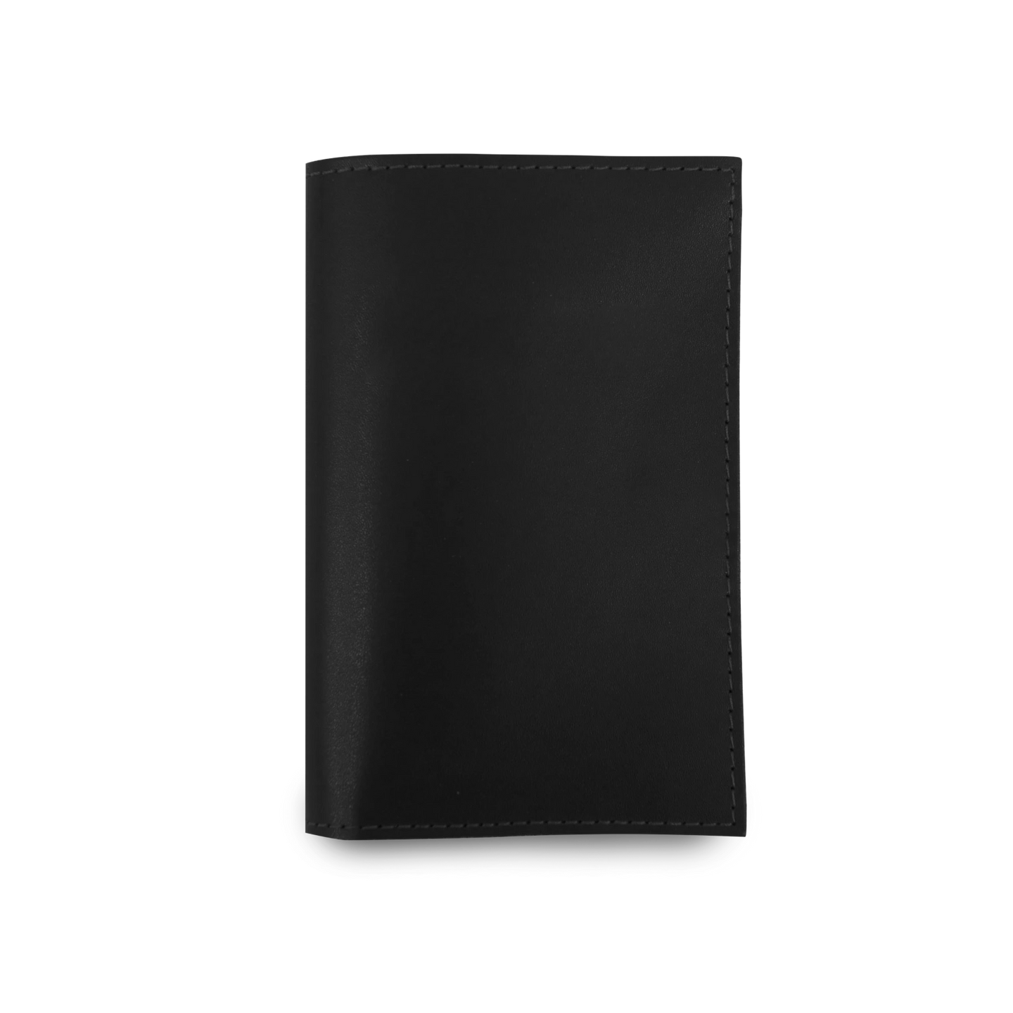 Passport Cover - Black Leather Front Angle in Color 'Black Leather'