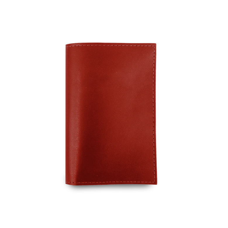 Passport Cover - Cherry Leather Front Angle in Color 'Cherry Leather'