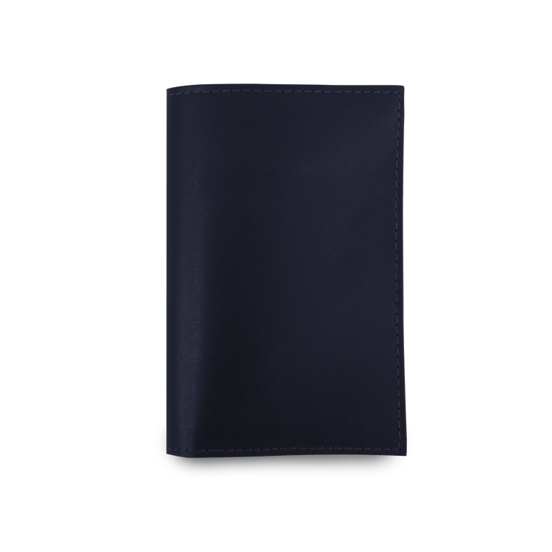 Passport Cover - Navy Leather Front Angle in Color 'Navy Leather'