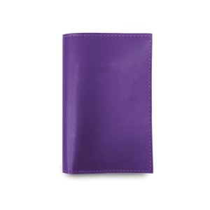 Passport Cover - Plum Leather Front Angle in Color 'Plum Leather'