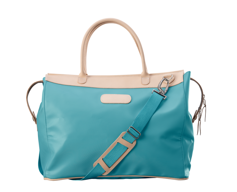 Burleson Bag - Ocean Blue Coated Canvas Front Angle in Color 'Ocean Blue Coated Canvas'
