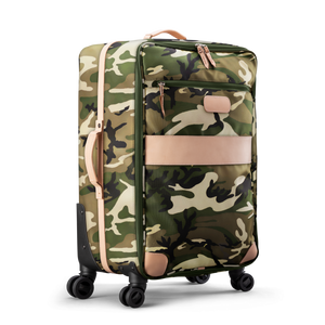 Large 360 wheeled luggage diagonal view in Color 'Classic Camo Coated Canvas'