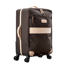 Load image into Gallery viewer, Large 360 wheeled luggage diagonal view in Color &#39;Espresso Coated Canvas&#39;
