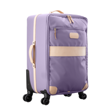 Load image into Gallery viewer, Large 360 wheeled luggage diagonal view in Color &#39;Lilac Coated Canvas&#39;
