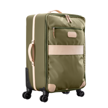 Load image into Gallery viewer, Large 360 wheeled luggage diagonal view in Color &#39;Moss Coated Canvas&#39;
