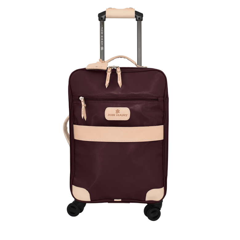 360 Carryon Wheels front view in Color 'Burgundy Coated Canvas'