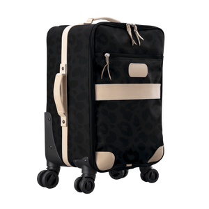 Jon Hart 360 Carry On Wheels Black Coated Canvas Genuine Natural Leather Details American Made