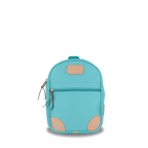 Mini Backpack  Front Angle in Color 'Ocean Blue Coated Canvas'