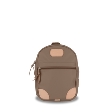 Load image into Gallery viewer, Mini Backpack  Front Angle in Color &#39;Saddle Coated Canvas&#39;
