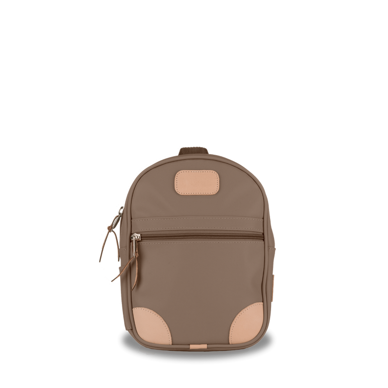 Mini Backpack  Front Angle in Color 'Saddle Coated Canvas'