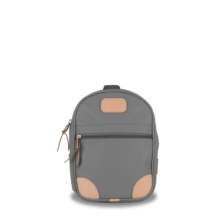 Mini Backpack  Front Angle in Color 'Slate Coated Canvas'