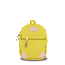 Load image into Gallery viewer, Mini Backpack  Front Angle in Color &#39;Lemon Coated Canvas&#39;
