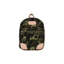 Load image into Gallery viewer, Backpack - Classic Camo Coated Canvas Front Angle in Color &#39;Classic Camo Coated Canvas&#39;
