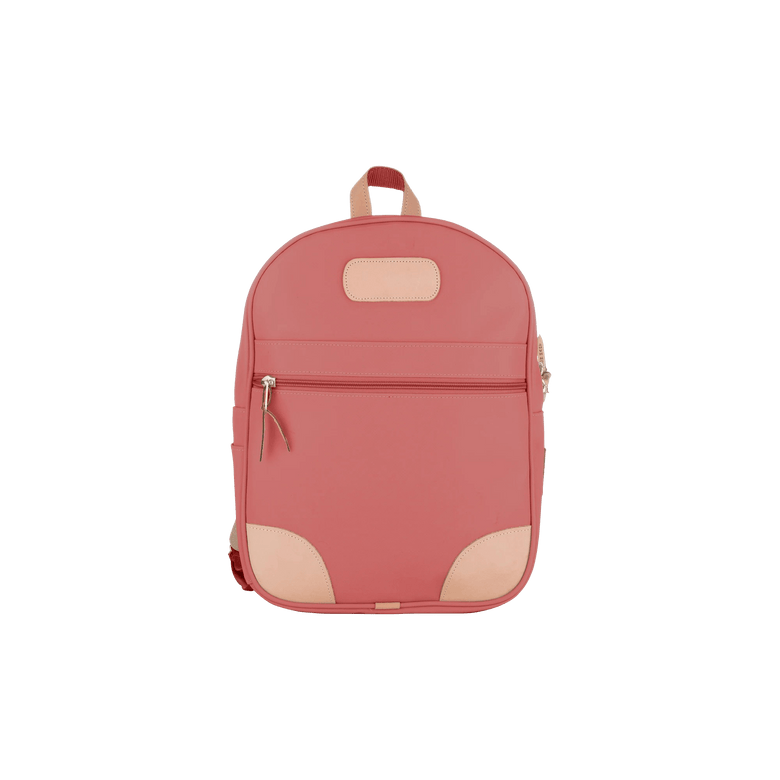 Backpack - Coral Coated Canvas Front Angle in Color 'Coral Coated Canvas'