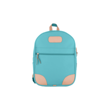 Load image into Gallery viewer, Backpack - Ocean Blue Coated Canvas Front Angle in Color &#39;Ocean Blue Coated Canvas&#39;
