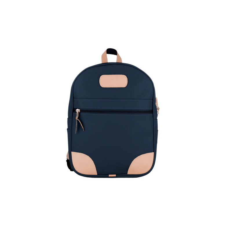 Backpack - Navy Coated Canvas Front Angle in Color 'Navy Coated Canvas'