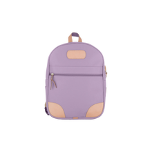Load image into Gallery viewer, Backpack - Lilac Coated Canvas Front Angle in Color &#39;Lilac Coated Canvas&#39;
