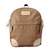 Load image into Gallery viewer, Backpack front view in Color &#39;Saddle Coated Canvas&#39;
