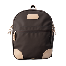Load image into Gallery viewer, Backpack front view in Color &#39;Espresso Coated Canvas&#39;
