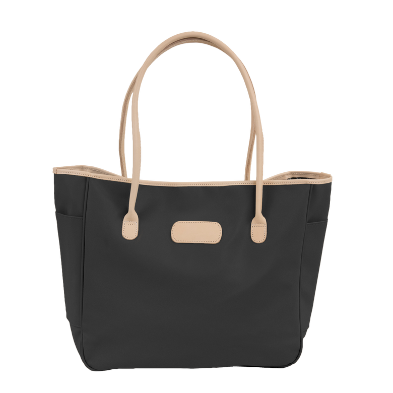 Tyler Tote - Charcoal Coated Canvas Front Angle in Color 'Charcoal Coated Canvas'