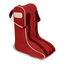 Load image into Gallery viewer, Boot Bag - Red Coated Canvas Front Angle in Color &#39;Red Coated Canvas&#39;

