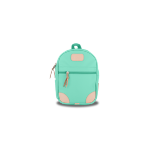Mini Backpack - Mint Coated Canvas Front Angle in Color 'Mint Coated Canvas'